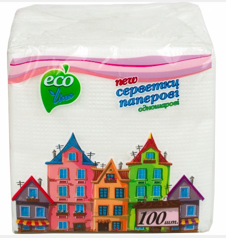 Eco Line серветки паперові 1шар. 100шт білі